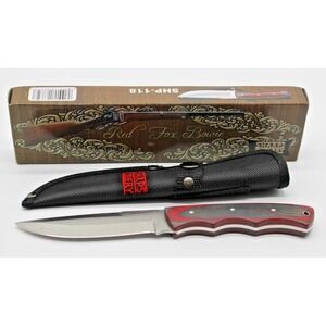 NIB Sharps Cutlery SHP-118 Red Fox Bowie Knife 9" Overall  W/ Sheath Pakawood